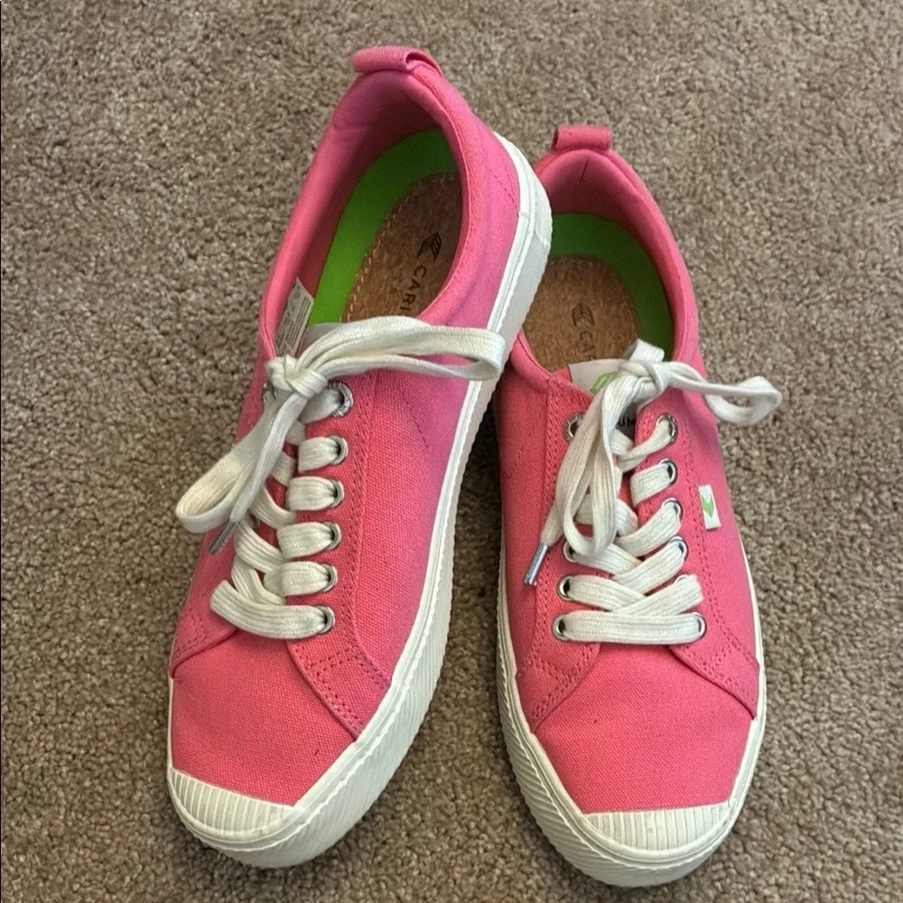 Pink Cariuma with White Rubber Sole size 8